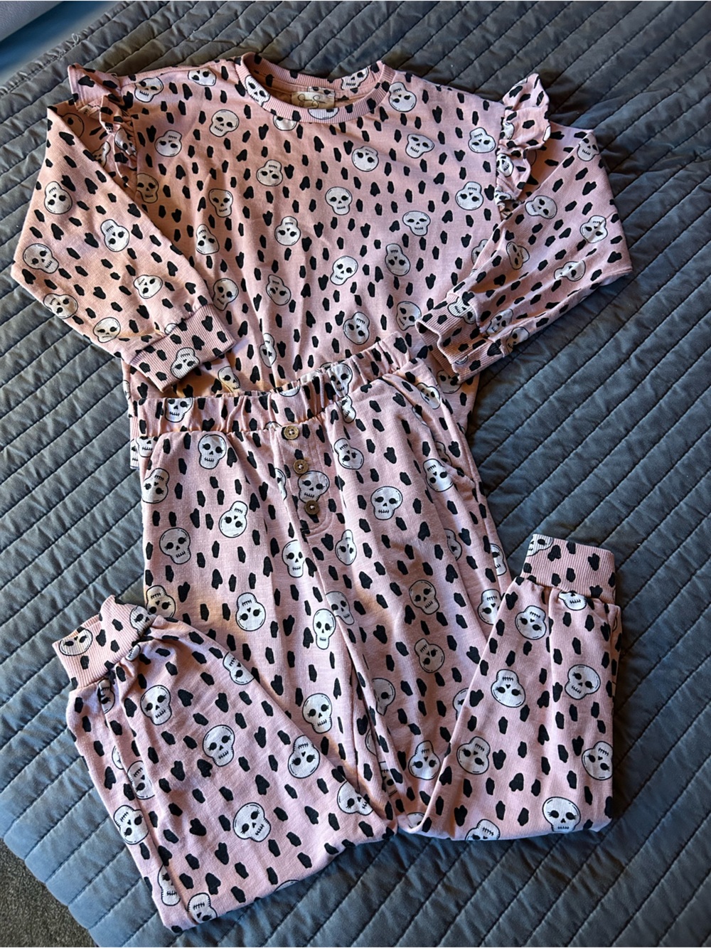 Jessica Simpson Pink and Black Skull Print Set